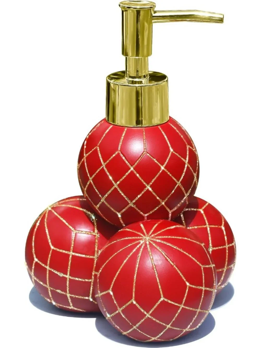Elegant Resin Soap Dispenser Pump for Bathroom & Kitchen - Holiday Decor, Red